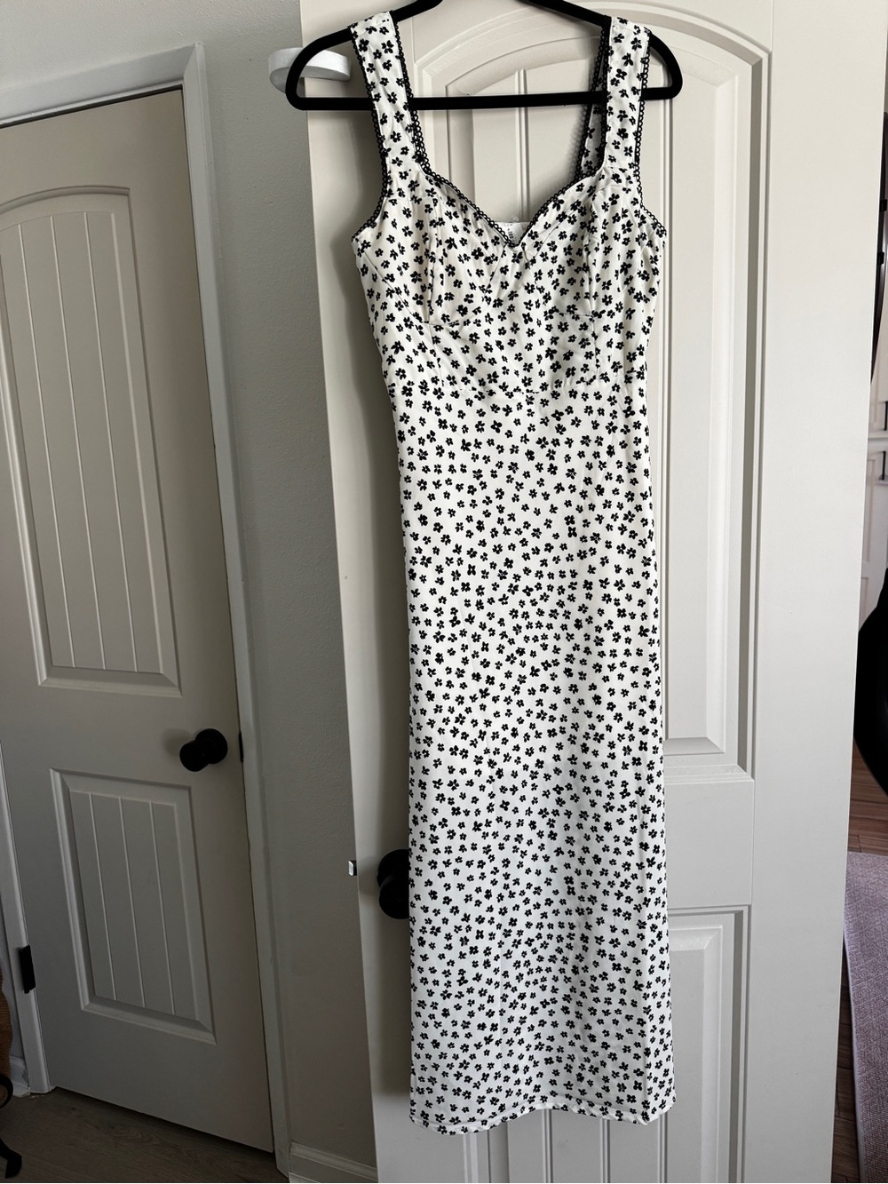 Blu Sage White Maxi Dress with Black Floral Print